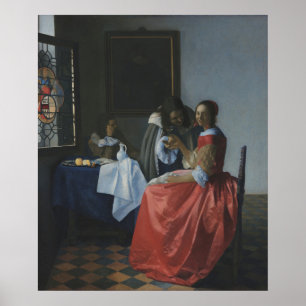 Poster Garota com Vidro de Vinho - Vermeer