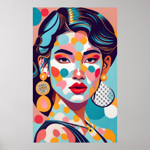 Poster Garota coreana, modelo, com brincos de ouro