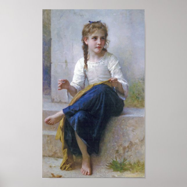 Poster Garota costurando, Bouguereau (Frente)