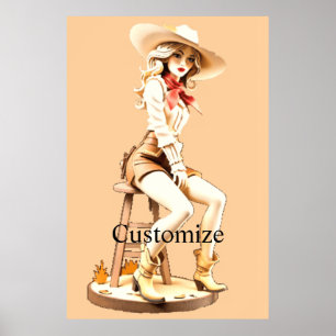 Poster Garota Cowgirl Sentando Thunder_Cove