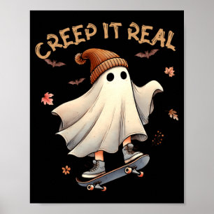 Poster Garota criança fantasma legal de Halloween andando