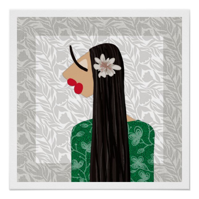 Pôster Garota da Moda 1 Arte de Ilustração de Moda Glam P (Frente)