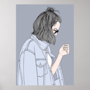 Poster Garota da Moda Vestindo Roupas Modernas