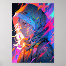 Garota de Anime Cyberpunk Neon