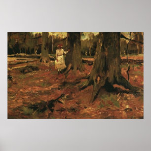 Pôster Garota de branco na floresta 1882, Vincent van Gog