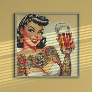 Poster Garota de Cerveja Tatuada