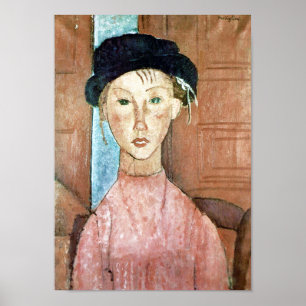 Poster Garota de chapéu, Modigliani