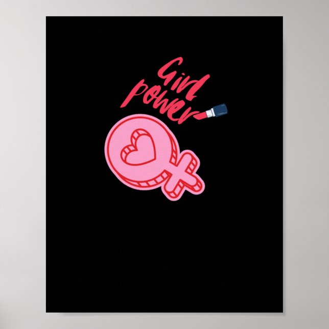 Poster Garota de feminista rosa e forte (Frente)