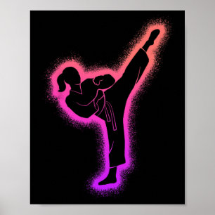 Poster Garota de Karate Artes Marciais Crianças Mulheres