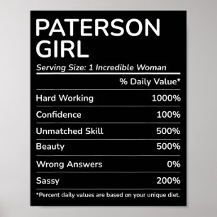 Poster Garota de Paterson Engraçada Terra Natal Nova Jers