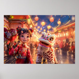 Poster Garota de Quadrinhos em Fantasia de Dragão para An