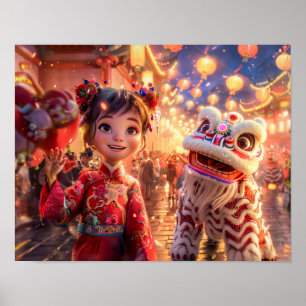 Poster Garota de Quadrinhos em Fantasia de Dragão para An
