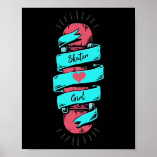 Poster Garota de skate fã de skate feminino skatista