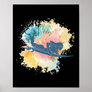 Poster Garota de Surf Prancha de Surf Esportes Aquáticos
