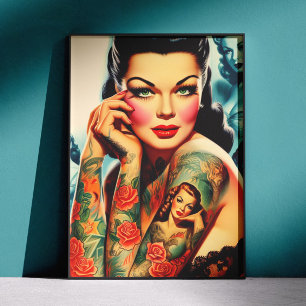 Poster Garota de Tatuagem Old School