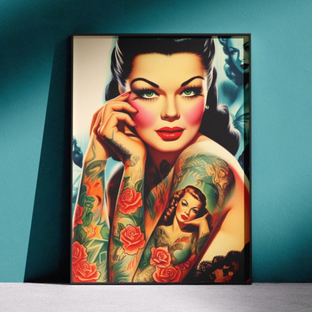 Poster Garota de Tatuagem Old School (Criador carregado)