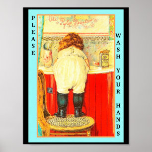 Poster Garota De Vintagem, Lave Suas Mãos