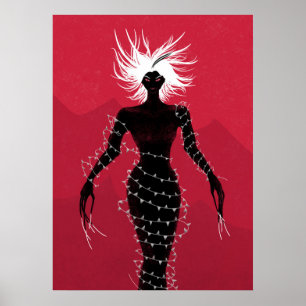 Poster Garota Demônio Assustadora Em Vestido De Vidro