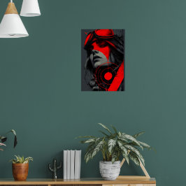 Poster Garota Distópica Cyberpunk Irritadiça Alvo Vermelh