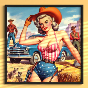 Poster Garota do Campo Retrô Pin Up