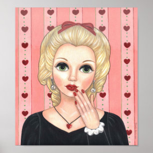 Poster Garota do Colar do Coração Cabeça Loura Vase L
