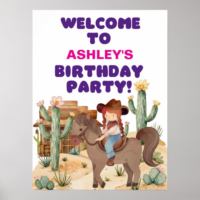 Poster Garota do Cowboy em Boas-vindas à Festa de anivers (Frente)