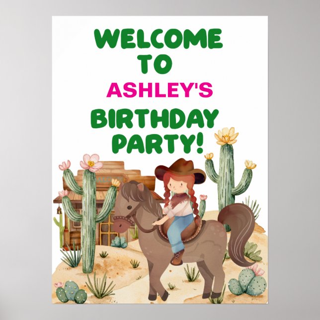 Poster Garota do Cowboy em Boas-vindas à Festa de anivers (Frente)