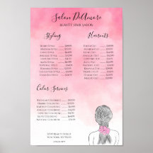 Garota do Menu de Serviço com Trança Aquarela Rosa