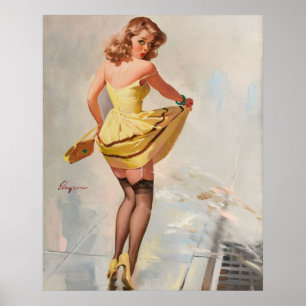 Poster Garota do Pin-Up do Dia das Chuvas