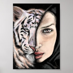 Poster Garota do Tigre Branco - Cartaz de Emoção - Arte d
