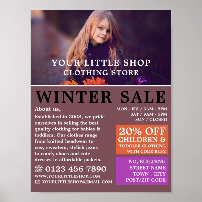 Poster Garota doce, publicidade na loja de roupas para cr (Frente)