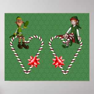 Pôster Garota Elf Candy Cane Copia Feriado de Natal