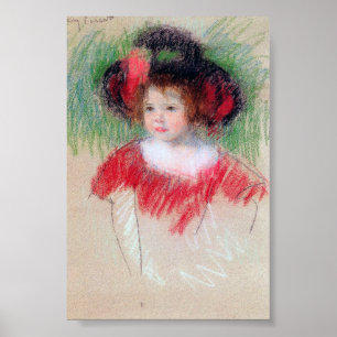 Poster Garota em Big Bonnett e Red Vress, Mary Cassatt