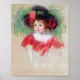 Poster Garota em Big Bonnett e Red Vress, Mary Cassatt