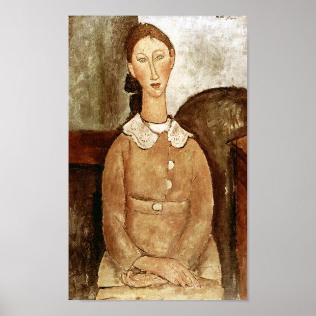 Poster Garota em um vestido amarelo, Modigliani (Frente)