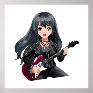 Poster Garota emo com cabelo preto comprido
