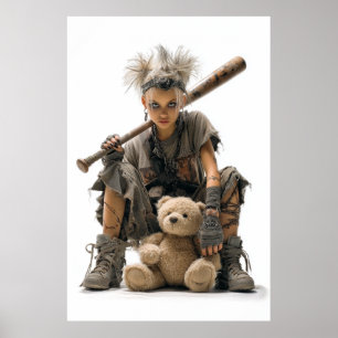 Poster Garota Emo Punk em Estilo Pós-Apocalíptico
