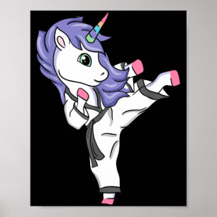 Poster Garota Engraçada de Karatê Unicórnio I Artes Marci