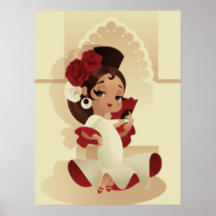 Poster Garota espanhola do flamenco fesco