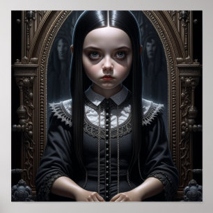 Poster Garota Gótica Assombra o Halloween