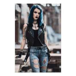 Pôster Garota gótico posando com Caminhos da Estrada de F