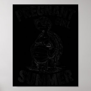 Poster garota grávida verão tartaruga engraçado férias na