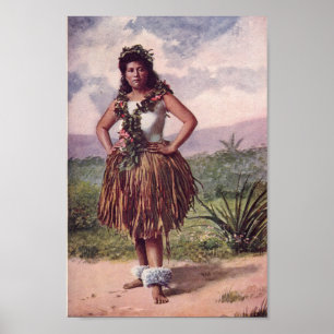 Poster Garota Havaiana (Circa 1900)