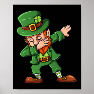 Poster Garota Irlandesa Leprechaun Dabbing Dia de São Pat