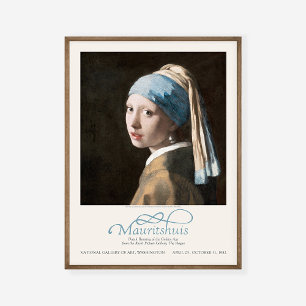 Poster Garota Jan Vermeer com uma exposição de arte sobre