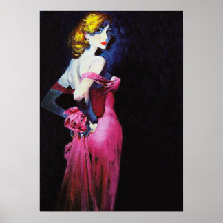 Poster Garota Loura Em Cobrir De Pulga De Vestido Rosa