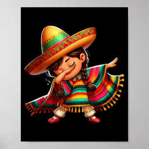Poster Garota Mexicana Dabbing Poncho Feliz Festa Cinco D