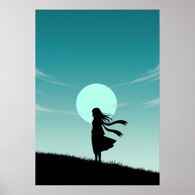 Poster Garota Minimalista de Anime (Frente)