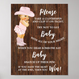 Poster Garota não diga Jogo de Chá de fraldas do Bebê Clo