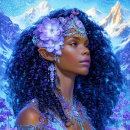 Poster Garota Negra Rainha Negra Arte de Fantasia Elfa De